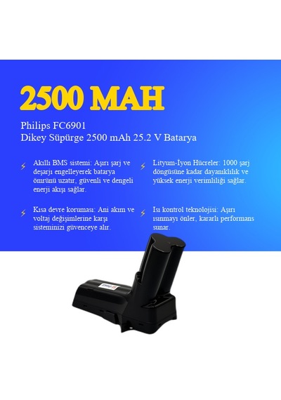 Philips Fc6901 Dikey Süpürge 2500 Mah 25,2v Batarya