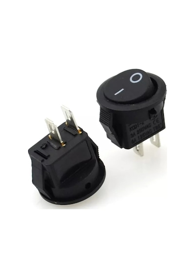 50 Adet Ic-134E Mini (S) Yuvarlak Işiksiz Anahtar On-Off 2P Siyah