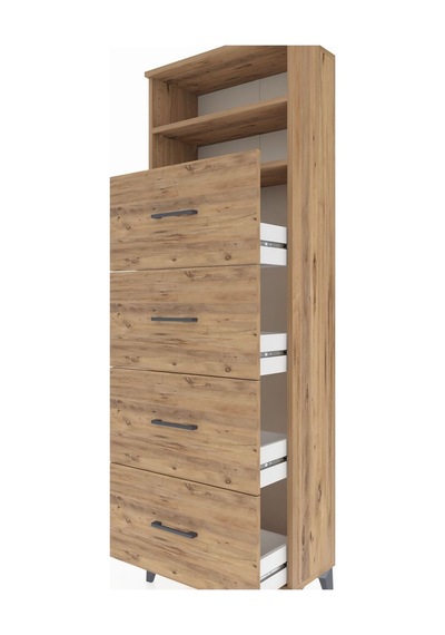 Arges Dolap 2 Raflı 4 Çekmeceli 60x30x182 Çam-çam Atlas Çam