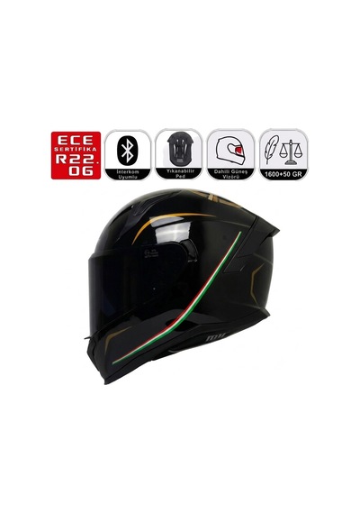 Motosiklet Kask Güneş Vizörlü Full Face Motorcu Kaskı Born Çok Renkli