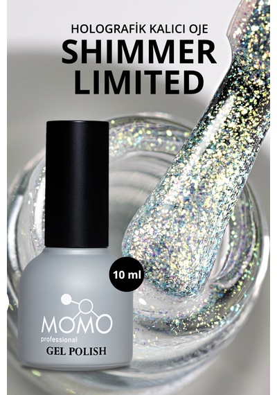 Momo Professional Shimmer Limited Holografik Kalıcı Oje Sl02 Rakı Beyazı Altın Yeşil Simli 10 ML