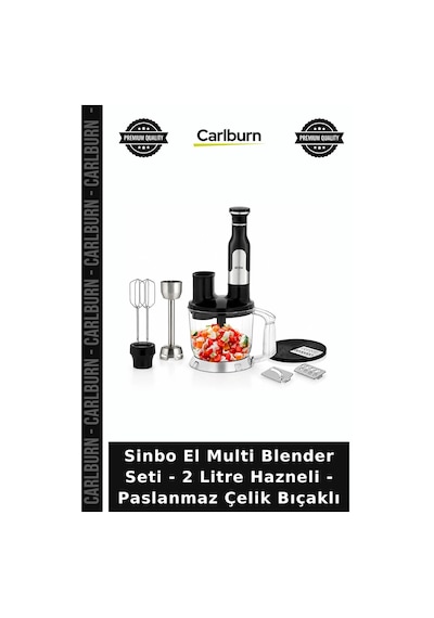 Özel Üretim Pratik Doğrayıcı Sinbo El Multi Blender Seti - 2 Litre Hazneli - Paslanmaz Çelik Bıçaklı