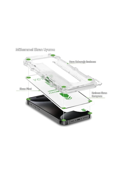 Apple Uyumlu iPhone 17 Pro Max İle Uyumlu Temperli Ekran Koruma Hızlı Kolay Uygulama Aparatlı Kıt Box Çizilmez 9h Glass Full Co
