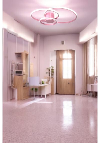 Sole Pembe Renk Modern Tasarım Salon - Mutfak - Hol - Yatak Odası Beyaz Led Avize Pembe