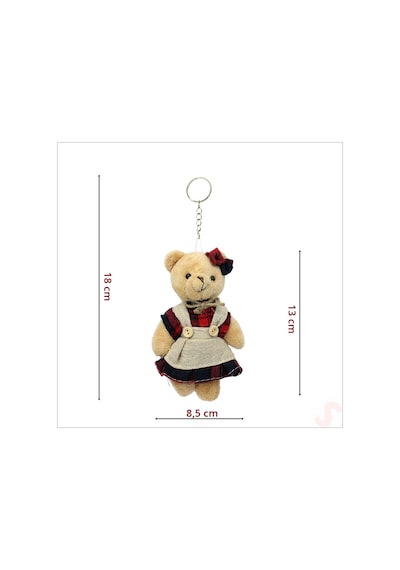Pelüş Kıyafetli Ayıcık Anahtarlık, 13 X 8,5 Cm - Kız Model