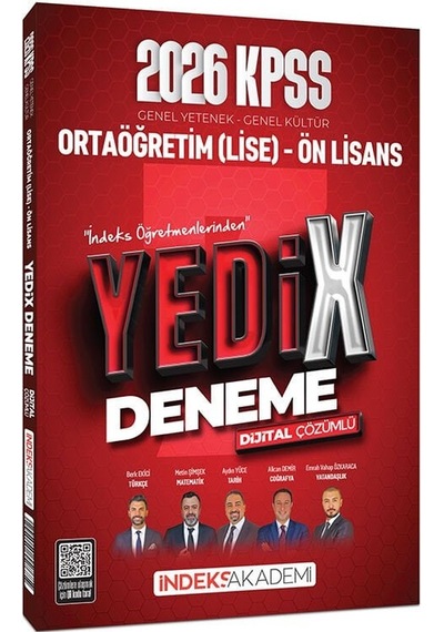 İndeks Akademi 2026 Kpss Lise Ortaöğretim Ön Lisans Yedix 7 Deneme Çözümlü İndeks Akademi Yayıncılık
