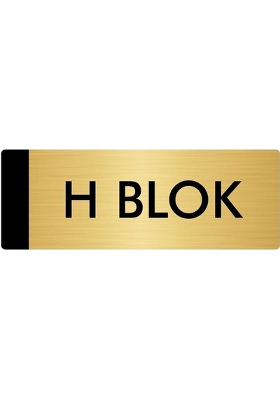 Metal Yönlendirme Levhası, Departman Kapı Isimliği H Blok 5x20 Cm Altın Renk