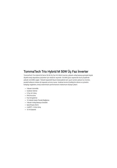 Tommatech Trio Hybrid M 50w Üç Faz Inverter