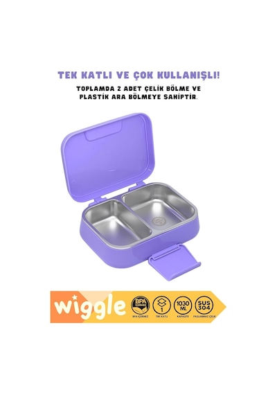 Wiggle Bento 1030ml Lunchbox Tek Katlı 2 Bölmeli Paslanmaz Çelik Sefer Tası Yemek Kutusu Diğer