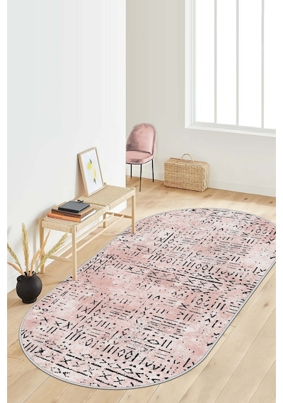 West Home Dijital Baskı Yıkanabilir Kaymaz Taban Oval Mutfak Halısı Salon Halısı Ve Yolluk Wh 548 Rose Oval