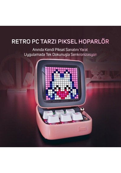 Divoom Ditoo Pro Bluetooth Hoparlör Ve Ses Kayıt Özellikli Lovelock  Seti, Pembe