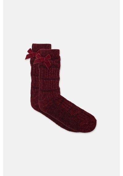 Suwen Fluffy Velvet Ribbon Soket Çorap Wss12010288102 Bordo