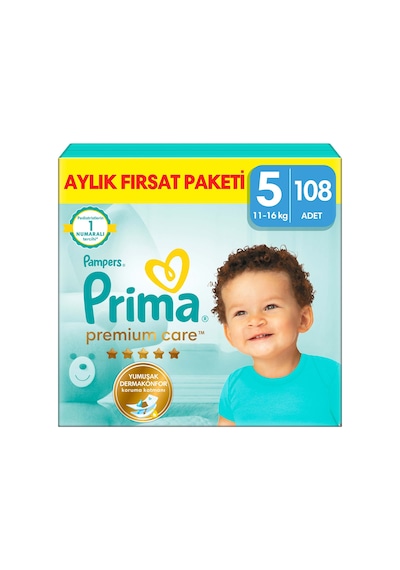 Prima Bebek Bezi Premium Care 5 Beden Aylık Fırsat Paketi 108 Adet