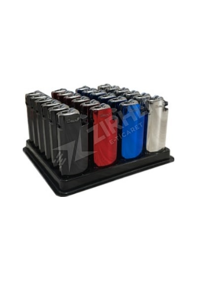 2 Adet Toscow Metal Kılıflı Taşlı Çakmak 24'lü