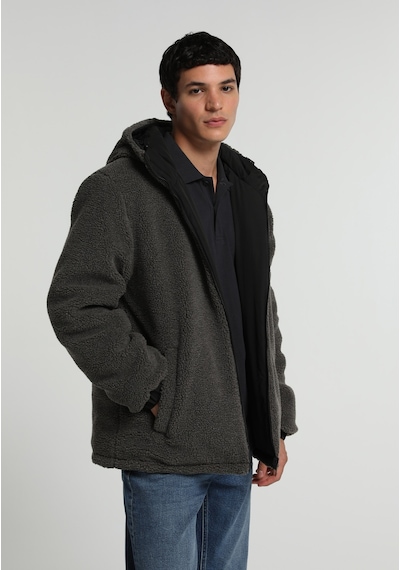 Colin's Colins Çift Taraflı Dış Taraf Teddy Regular Fit Kapüşonlu Fermuarlı Astarlı Erkek Antrasit Mont Cl1082381 Q1.v1 Ant