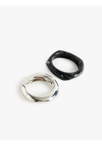 Koton 2'li Oval Bileklik Seti Siyah 7wak70728aa