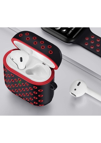 Airpods Pro/pro 2 İle Uyumlu Delikli Spor Premium Silikon Kılıf + Karabina Klipsli, Tam Koruma Ve Stil Sunan Ergonomik Tasarım Siyah-mavi
