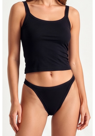 Auw Kadın Yanları İnce Pamuklu Modal Slip Külot 6'lı - Softfit Siyah