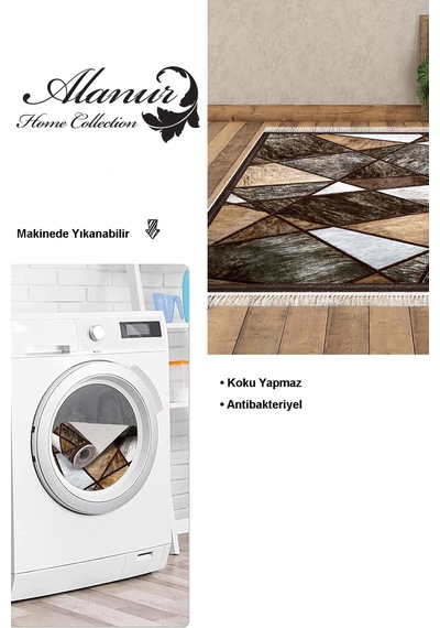 Dekoreko Kaymaz Taban Djt Salon Halısı Trend Saçaklı Modern 1716 Gri Kahve