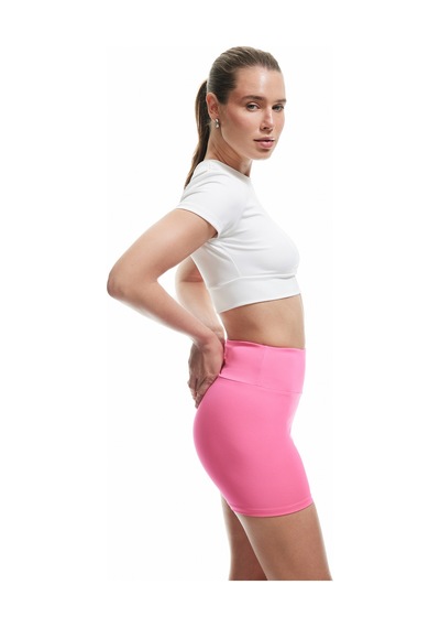 Koton Yüksek Bel Dar Kesim Spor Biker Tayt Pembe 5sak40074nk Gül Çok Renkli