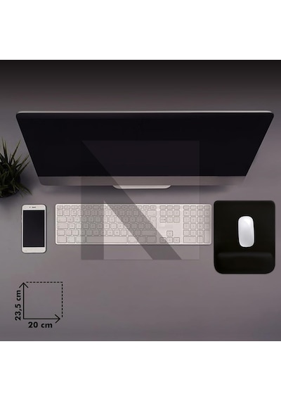 Mp02 - Dörtgen Bilek Destekli Mouse Pad Konfor, Kaymaz Taban, Ergonomik, Yumuşak, Ev,ofis Siyah