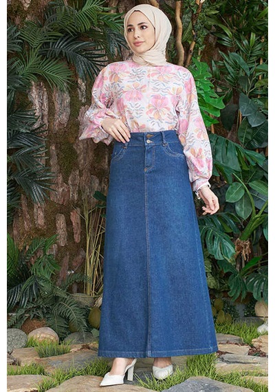 2058-denim Etek Koyu Mavi Koyu Mavi