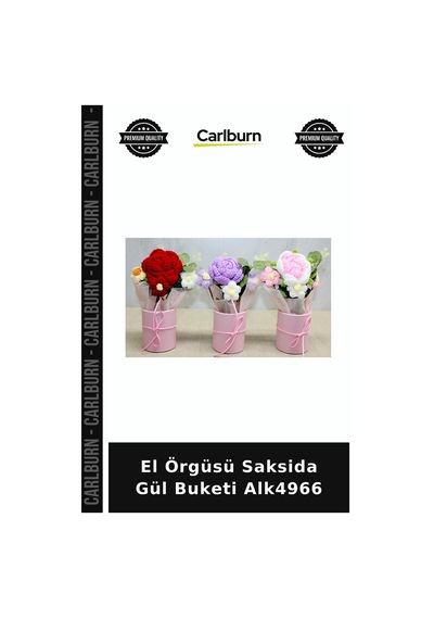 El Örgüsü Saksida Gül Buketi Hediyelik Eşya Ev Dekorasyonu Dekor Aksesuar
