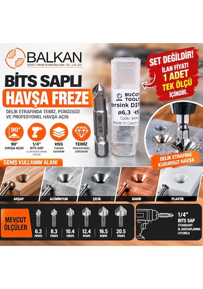Fett Cztool 12.4 Mm Hss 90 Bits Saplı Havşa Freze Ucu 1/4 İnç Altıgen Şaft Matkap Uyumlu Vida Başlığı Gömme Ve Çapak Alma