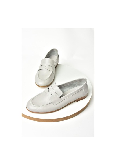 Fox Shoess944007803 Gri Hakiki Deri Kadın Babet Gri