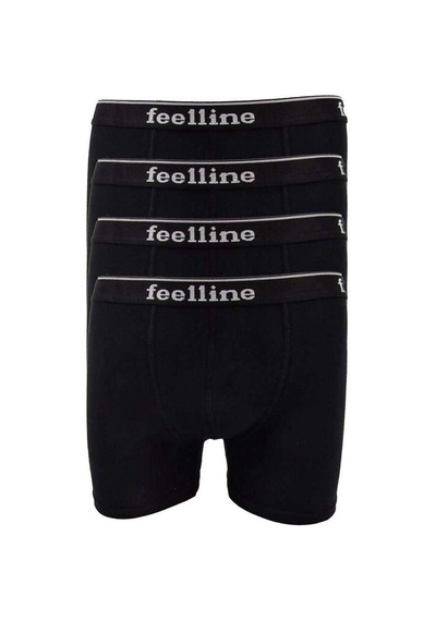 4 Adet Feelline Siyah Pamuklu Doğal Likralı Erkek Boxer Beden: M Standart