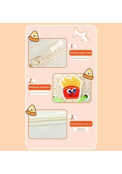Kalem Kutusu Sevimli Fast Food Büyük Kapasiteli Yumuşak Kalemlik - Hamburger Kırmızı