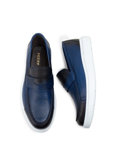 Deery Hakiki Deri Mavi Comfort Erkek Loafer Mavi (548641236) Mavi