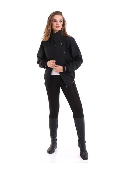 Euromoda Everest Kadın Mevsimlik Dik Yaka Astarlı Cepli Su İtici Oversize-Sıyah-Sıyah Siyah