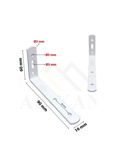 Beyaz Deprem Güvenliği Dolap Sabitleme Seti 6 X 9 Cm - Mobilya Duvara Sabitleme Aparatı