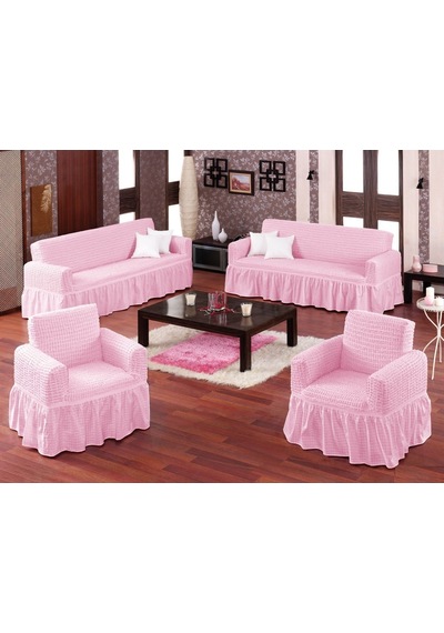 Altın Kelebek Bürümcük Koltuk Örtüsü Maxi Takım (3+3+1+1)-Pembe