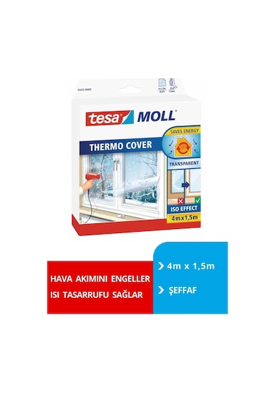 Tesamoll Pencere İzolasyon Yalıtım Filmi Termo Kılıf, Şeffaf, 4m X 1.5m