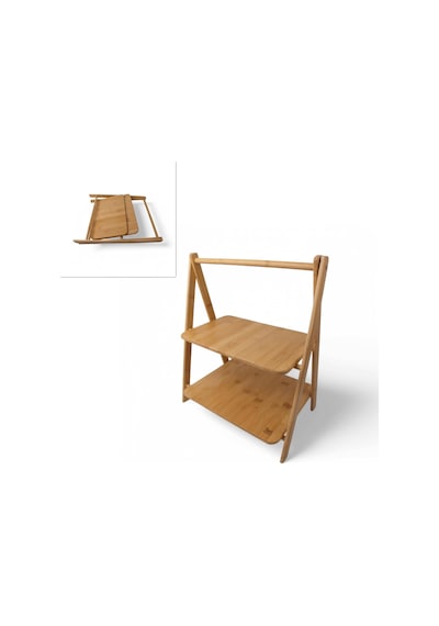 2 Katlı Dikdörtgen Bambu Servis Sunum Seti Büyük Boy, Kuru Pasta, Kurabiye Ve Kek Sunumları İçin Büyük Boy 38cm-30cm-22.5cm Çok renkli