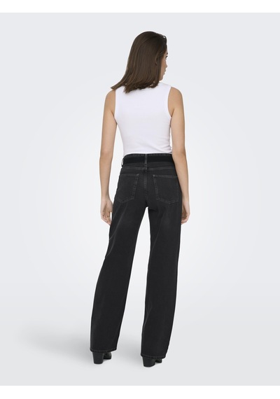 Only Maddie Wide Leg Yüksek Bel Kot Pantolon Siyah Siyah