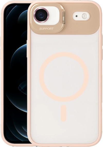 Apple Uyumlu iPhone 17 Air Kılıf Remim Magsafe Lensli Kamera Standlı Kapak Pembe