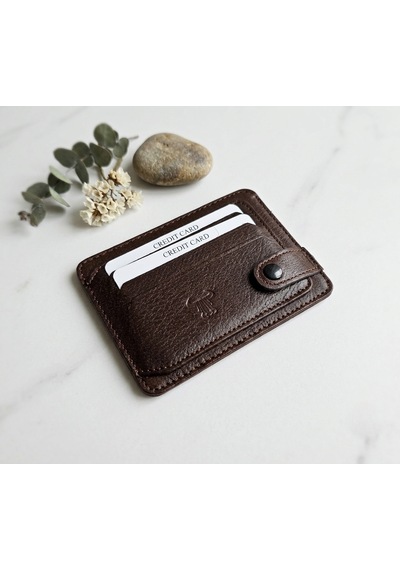 Passtell %100 Hakiki Deri Trend Model Minimalist Unisex Kredi Kartlık Ve Cüzdan Ebatlar 11,5 Cm /8,5 Cm Kahverengi