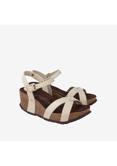 White Sandalet Kadın G106776 Genuins Cannes Embossed Leather Chalk Beyaz