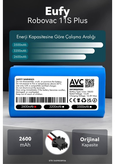 Eufy Robovac 11s Plus 2600mah Robot Süpürge Bataryası D.k