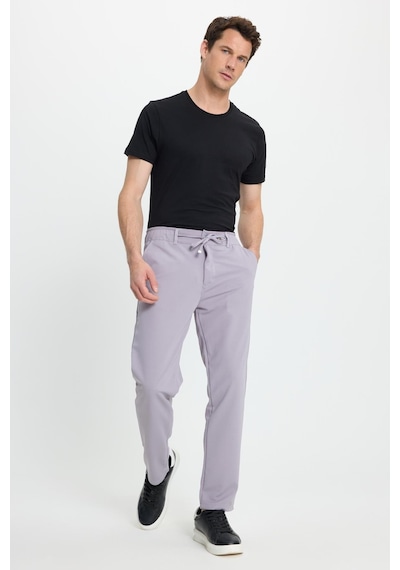 Tudors Erkek Slim Fit Dar Kesim Beli Lastikli Bağcık Detaylı Gri Pantolon-41664 gri