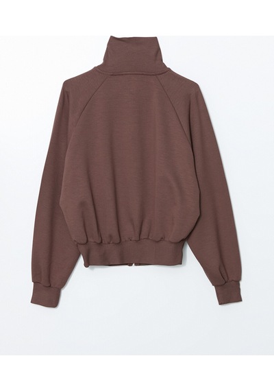 Lcwaıkıkı Classic Kahverengi Dik Yaka Oversize Kadın Fermuarlı Sweatshirt