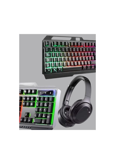 Set Işıklı Klavye Mouse + Bluetooth 5.2 Kulaklık Paketi - Hs08378296-1472 Renkli