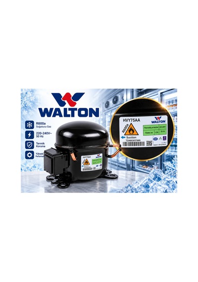 Buzdolabı Motor Walton Hvy75aa 1/4-hp 170 Kcal R600a Kompresör Siyah