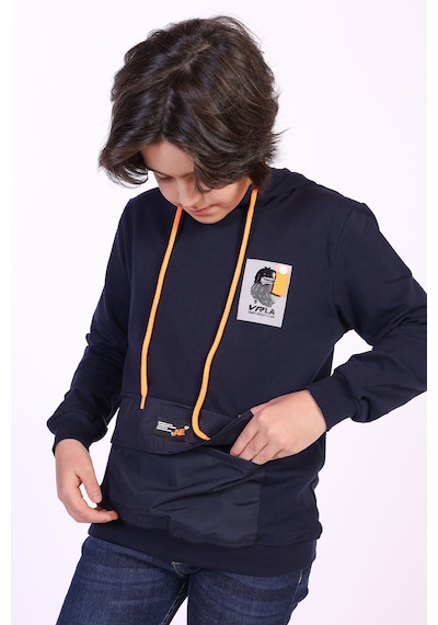 Toontoy Kids Toontoy Erkek Çocuk Armalı Kapşonlu Sweatshirt Lacivert