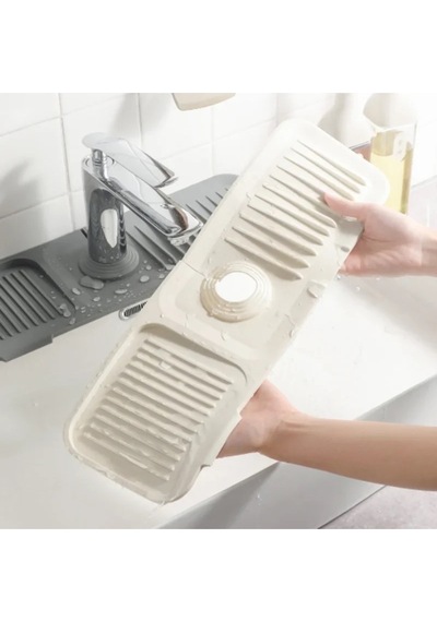 Beyaz Bulaşık Süngeri Banyo Lavabo Tezgahı Koruyucu Silikon Musluk Matı Su Geçirmez Kaymaz Plastik B Diğer