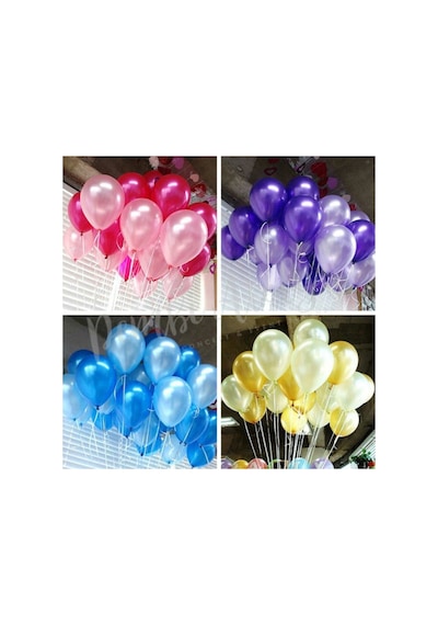 30 Adet Metalik Balon Mavi+beyaz+gri Helyum Uyumlu Parlak Balon Metalize Balon Mavi