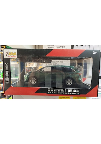 Kutulu Koleksiyon 1 / 24 Ölçek Toyota Sienna Mpv Yeşil Metal Araba